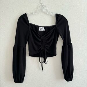 Princess Polly Black Long Sleeve Blouse Top